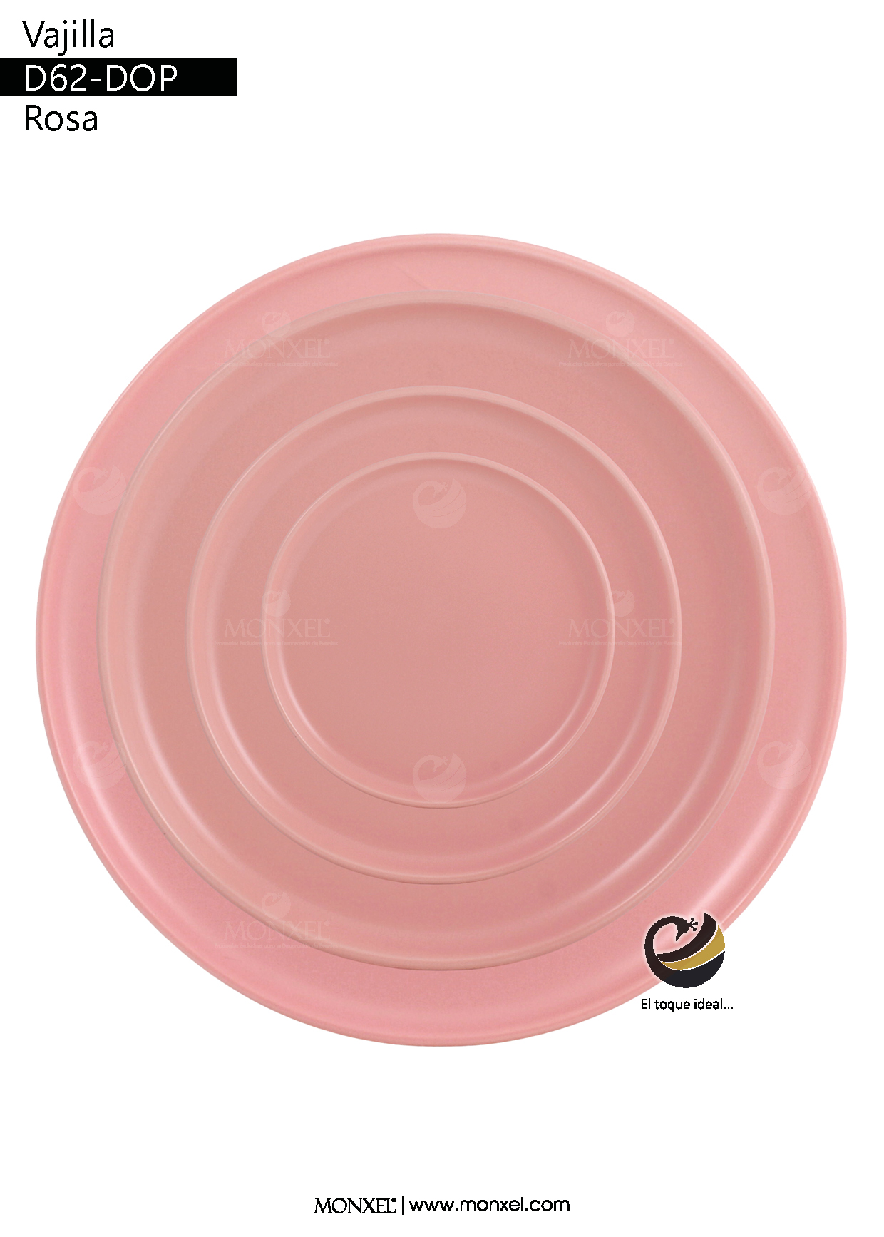 Vajilla D62-DOP Rosa (Porcelana)