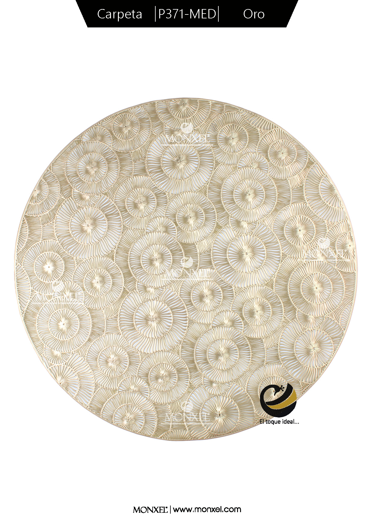 Carpeta (Plato Base) P371-MED Oro 38 cm. (PVC)