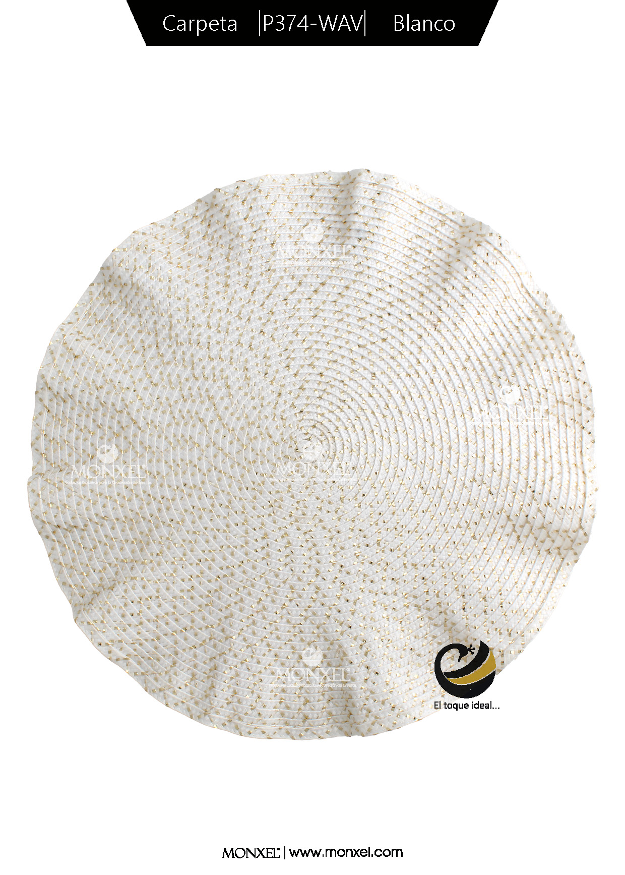 Carpeta (Plato Base) P374-WAV Blanco 38 cm. (PVC)