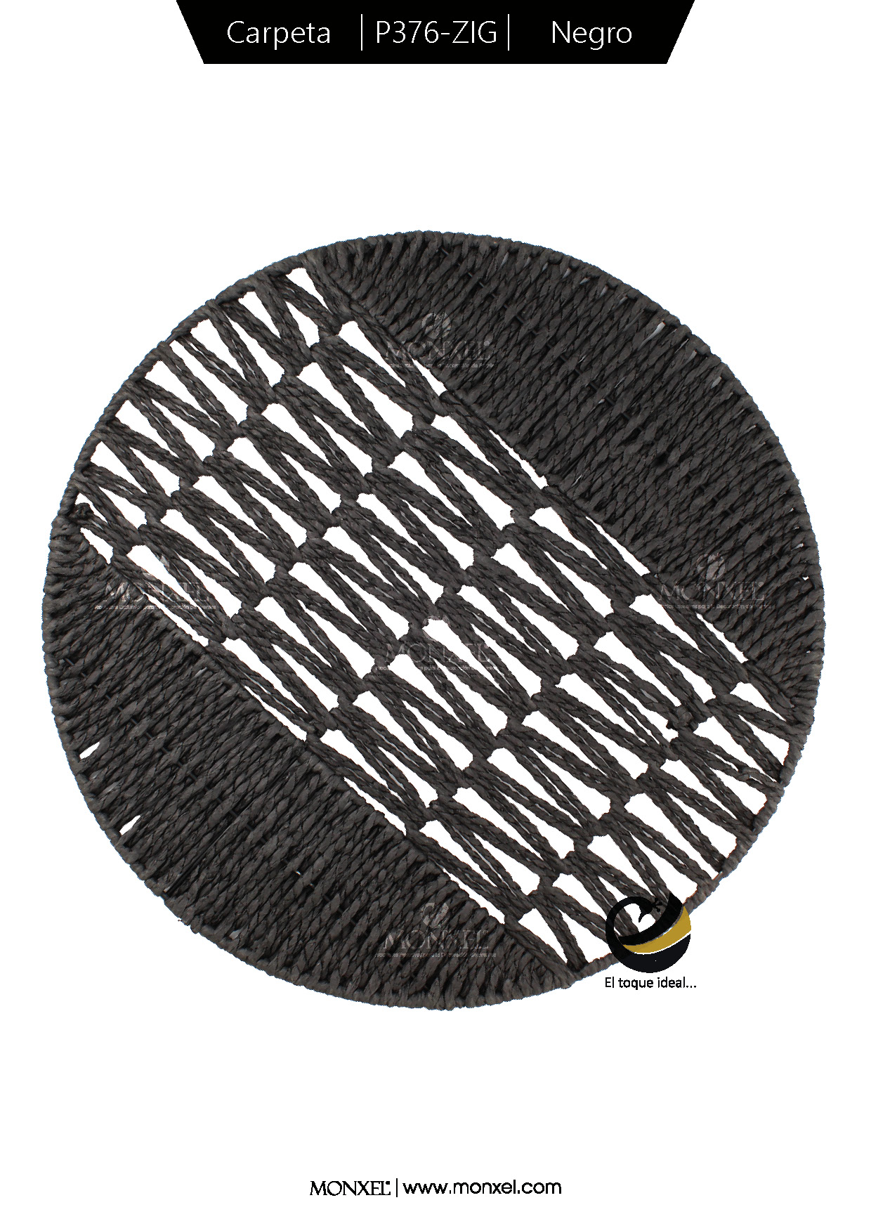 Carpeta (Plato Base) P376-ZIG Negro 38 cm. (PVC)