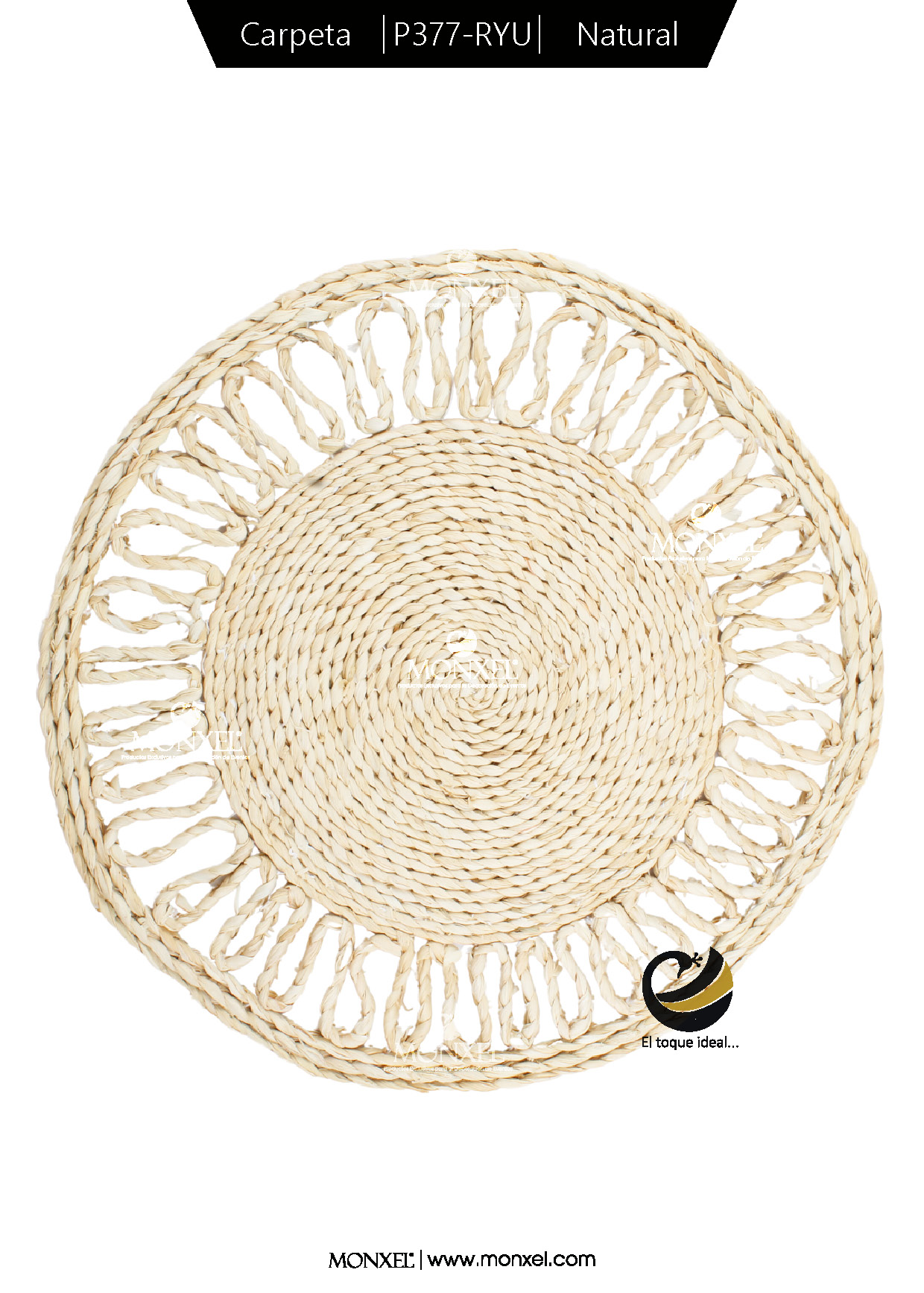 Carpeta (Plato Base) P377-RYU Natural 35 cm. (Hojas de Maíz)