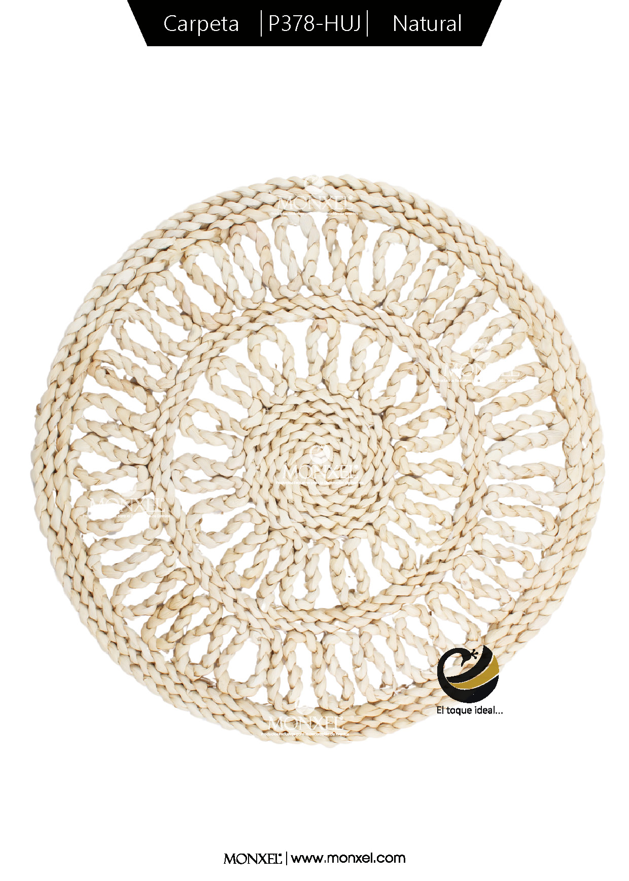 Carpeta (Plato Base) P378-HUJ Natural 35 cm. (Hojas de Maíz)