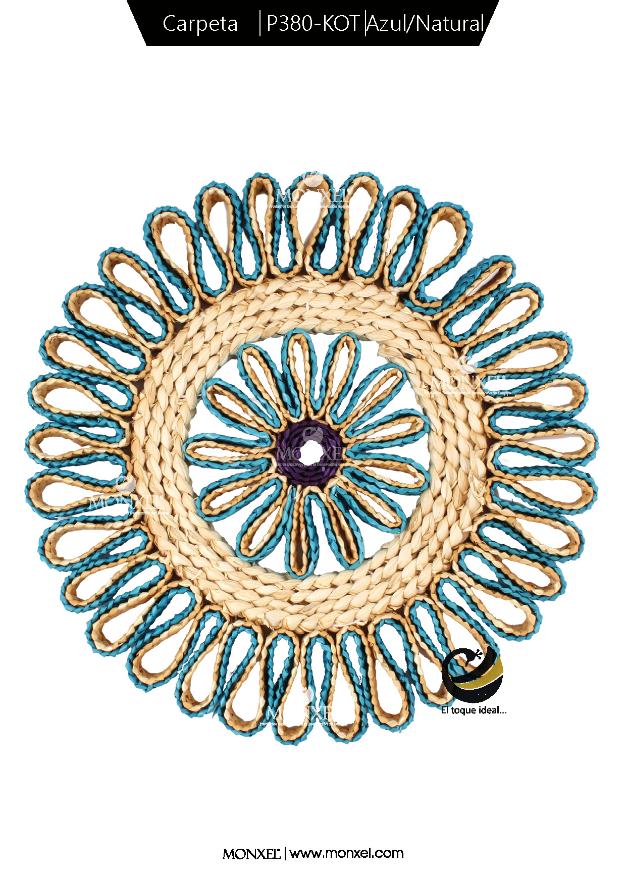 Carpeta (Plato Base) P380-KOT Azul/Natural 35 cm. (Jacinto de Agua)