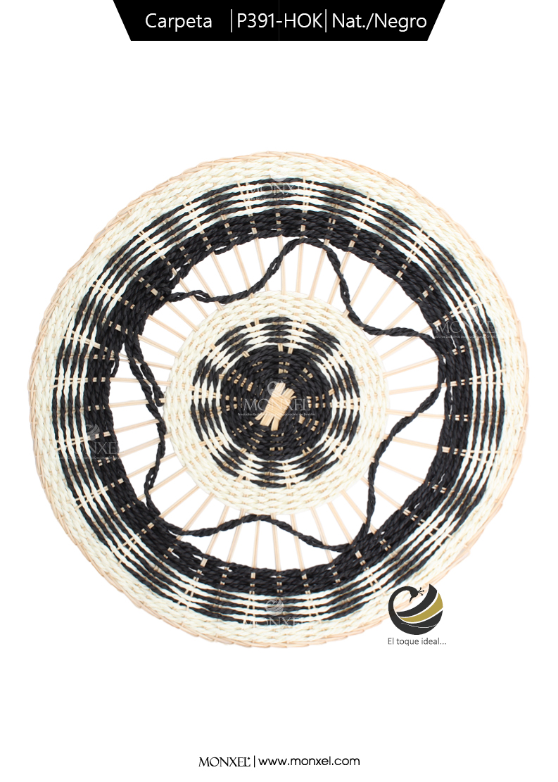 Plato Base P391-HOK Natural/Negro 35 cm. (Papel Tejido/Ratán Natural)