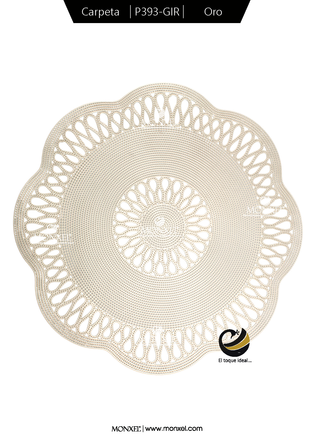 Carpeta (Plato Base) P393-GIR Oro 38 cm. (PVC)