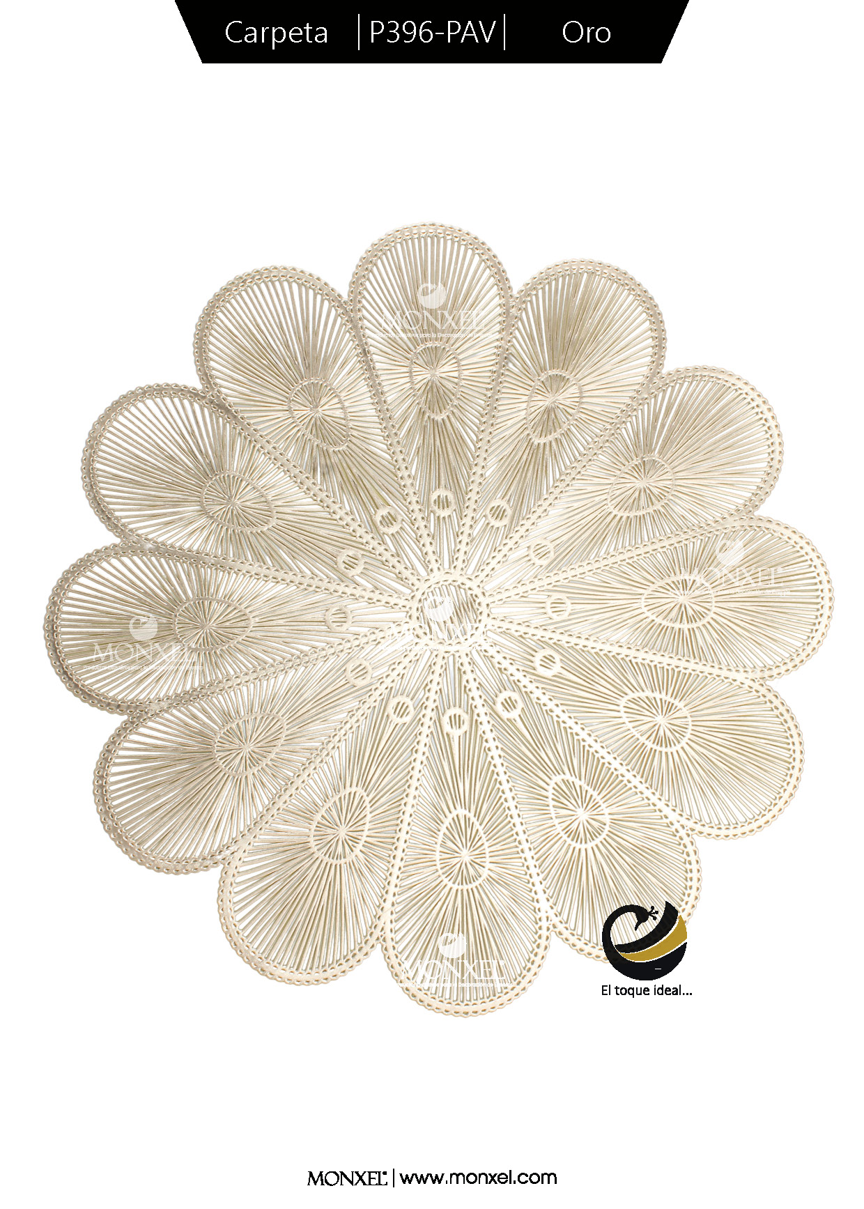 Carpeta (Plato Base) P396-PAV Oro 38 cm. (PVC)