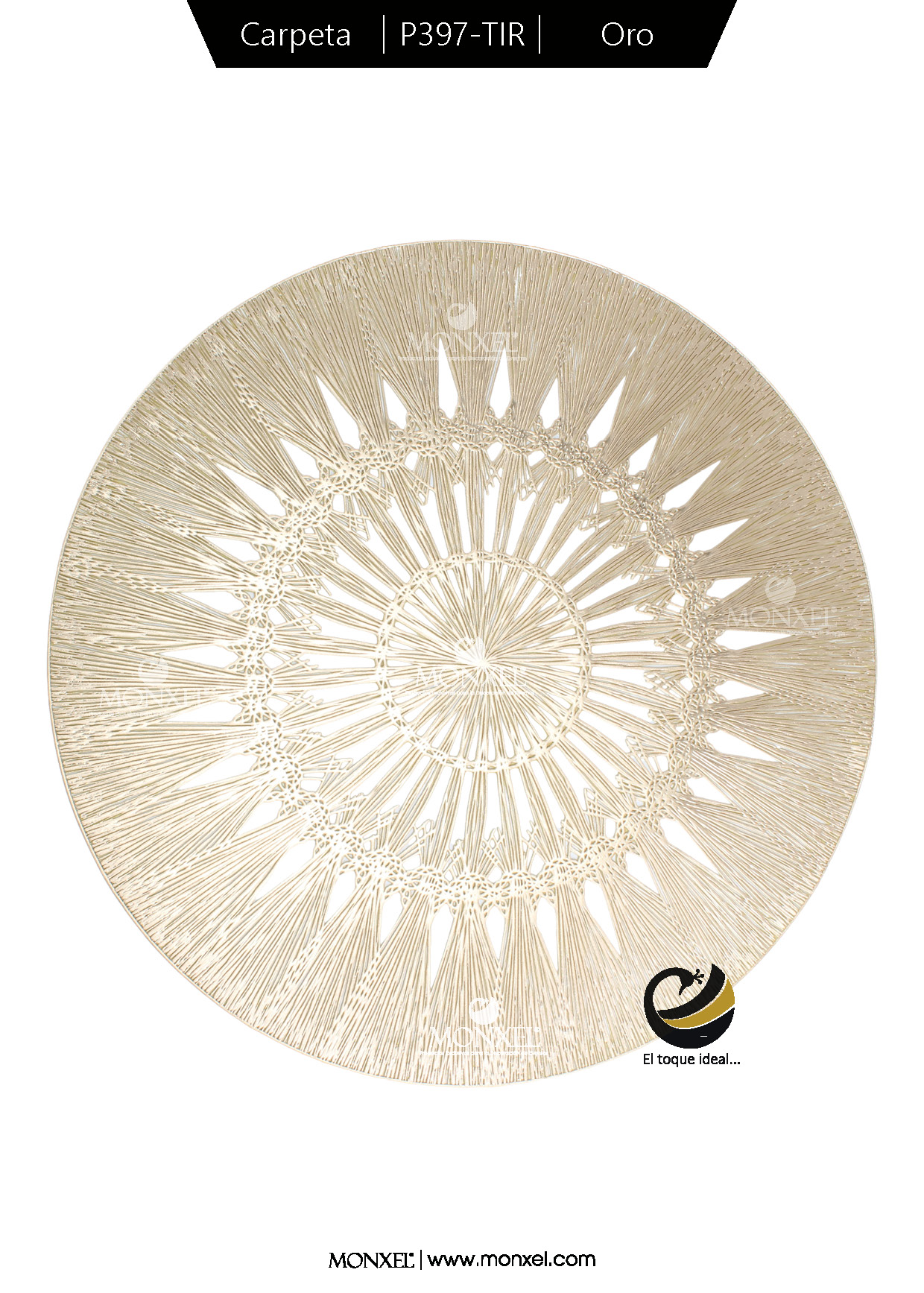 Carpeta (Plato Base) P397-TIR Oro 38 cm. (PVC)