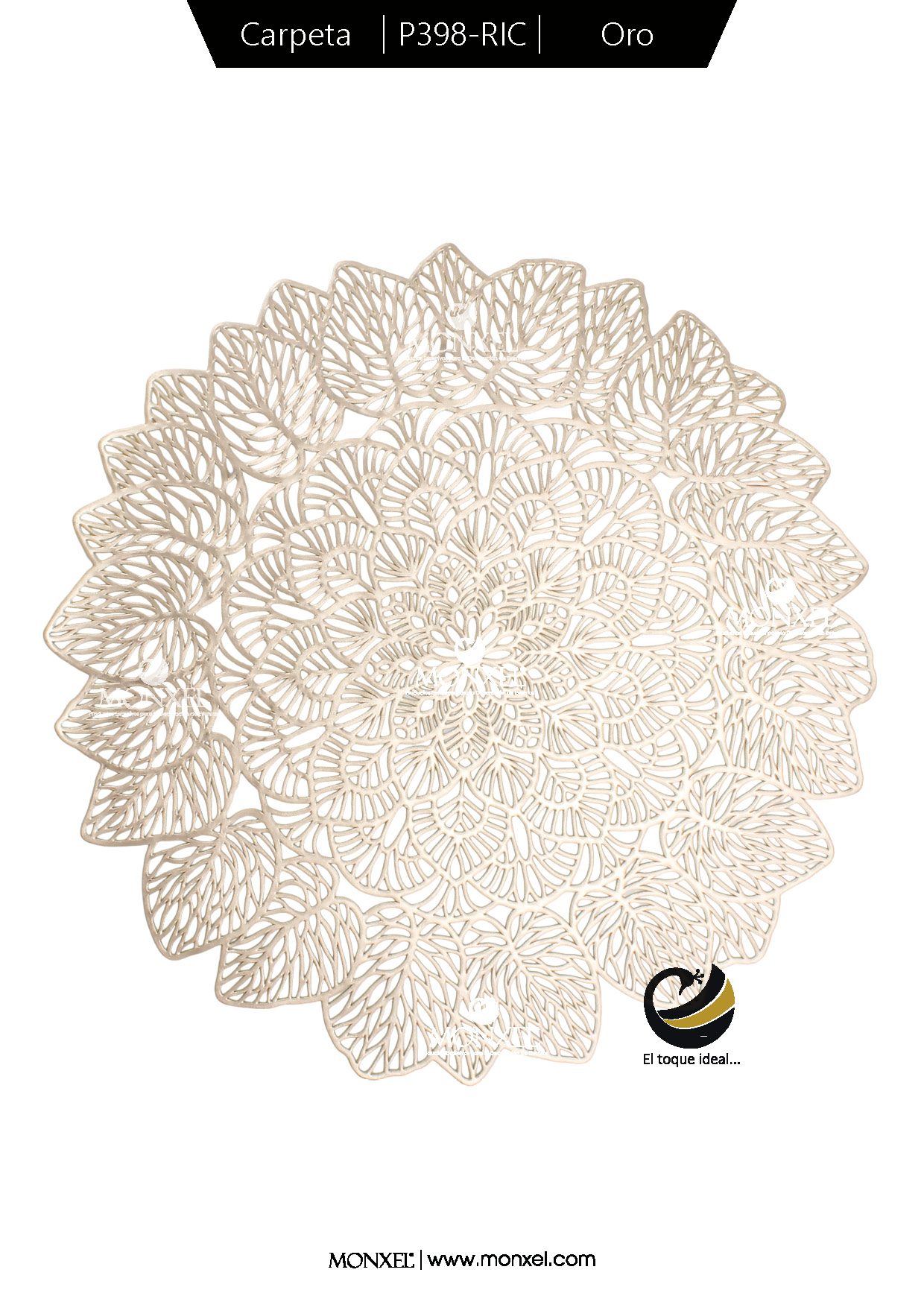 Carpeta (Plato Base) P398-RIC Oro 38 cm. (PVC)