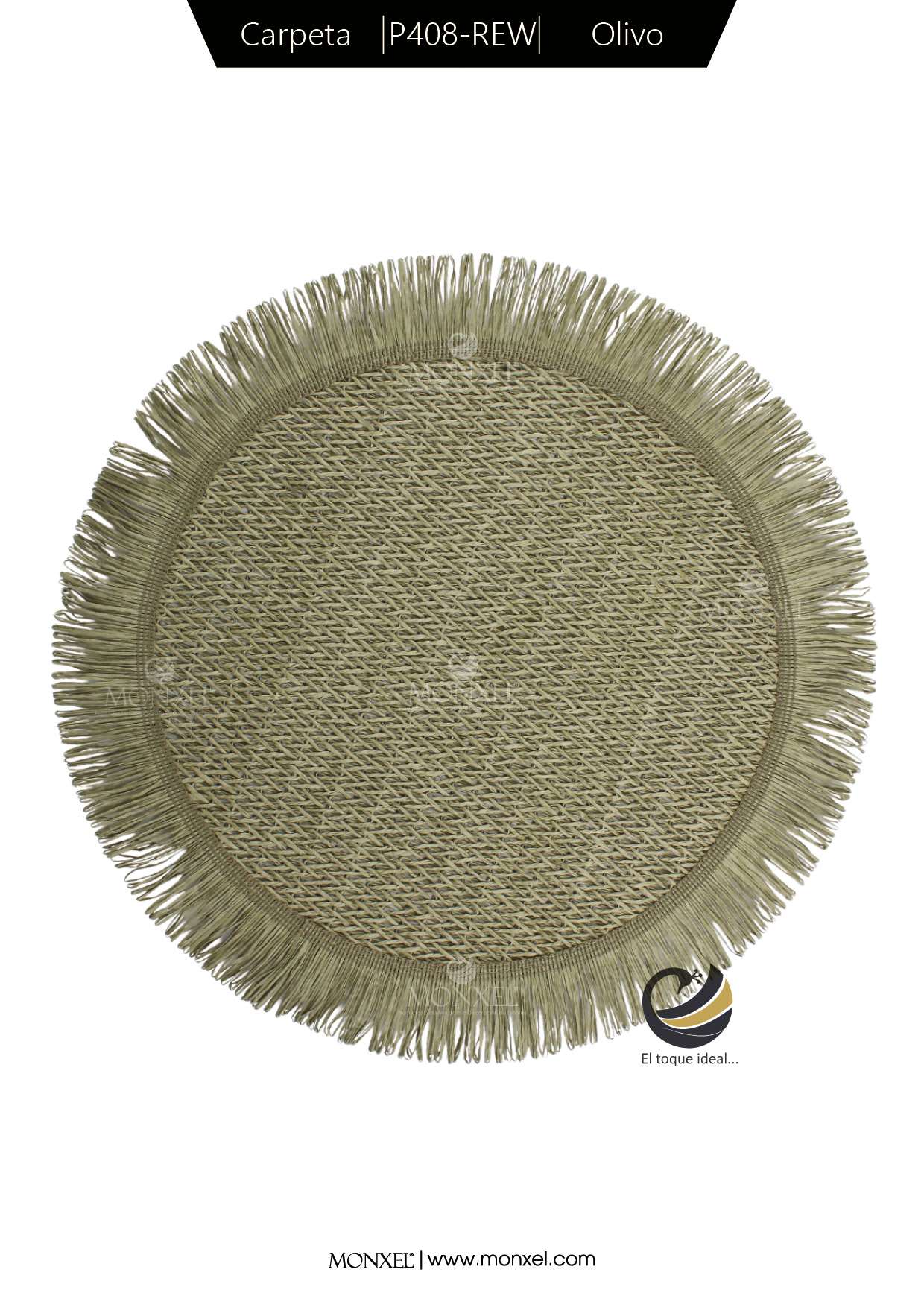 Plato Base P408-REW Olivo 35 cm. (Papel Tejido)