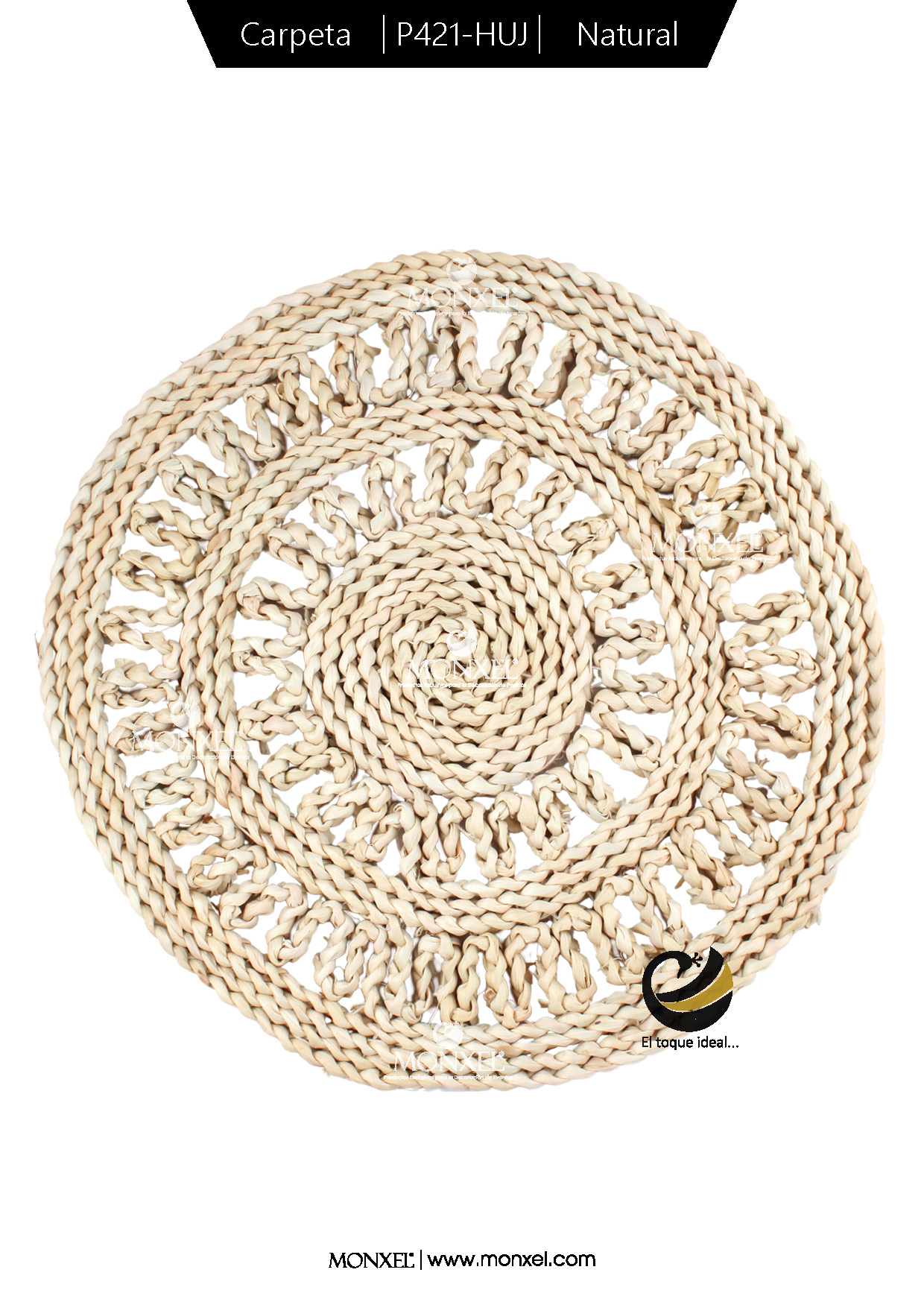 Carpeta (Plato Base) P421-HUJ Natural 38 cm. (Hojas de Maíz)
