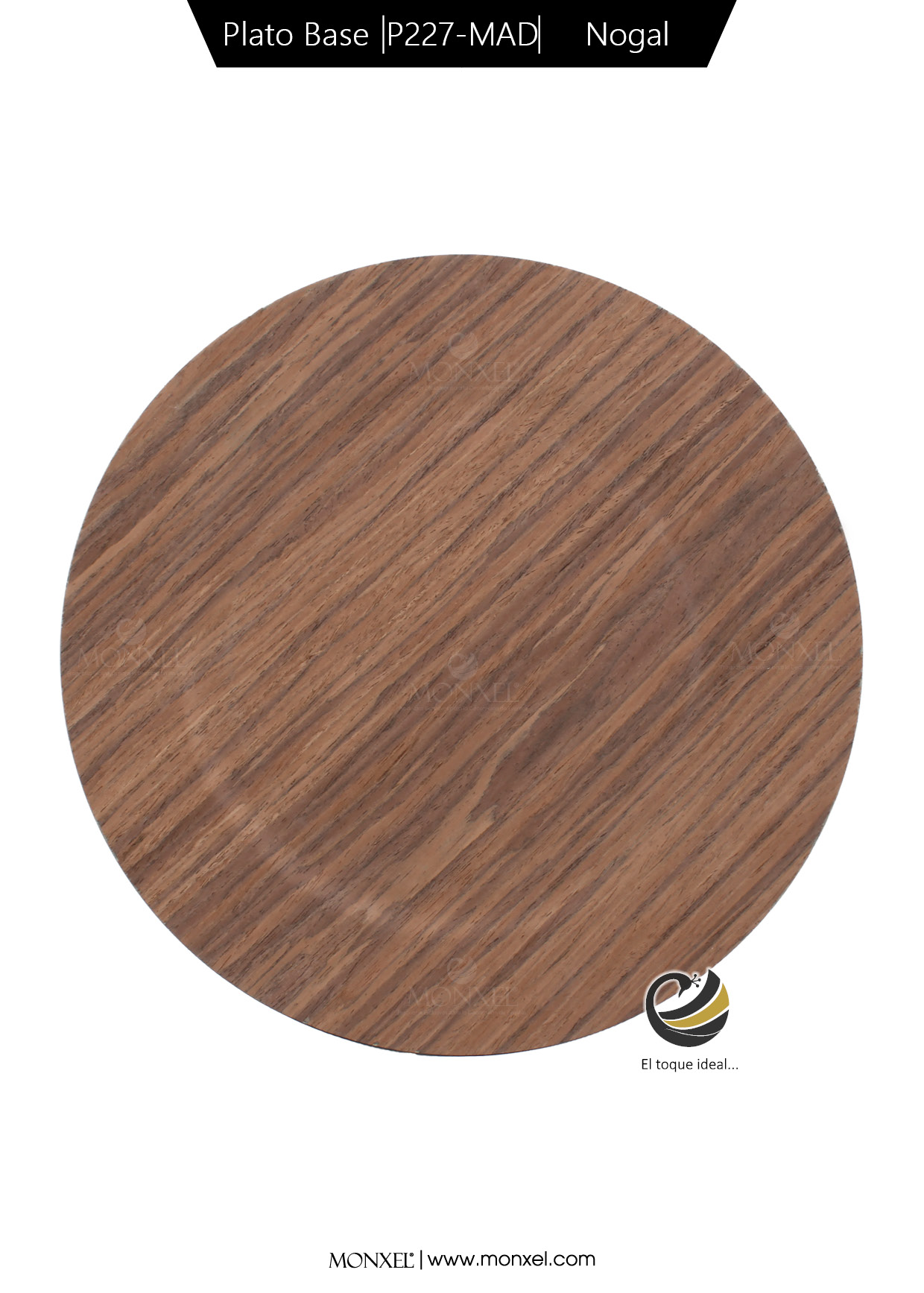 Plato Base P227-MAD Nogal 33 cm. (Polipropileno)