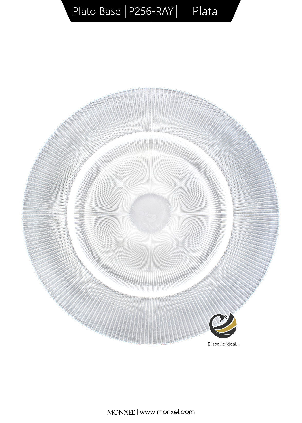 Plato Base P256-RAY Plata 33cm (Cristal)