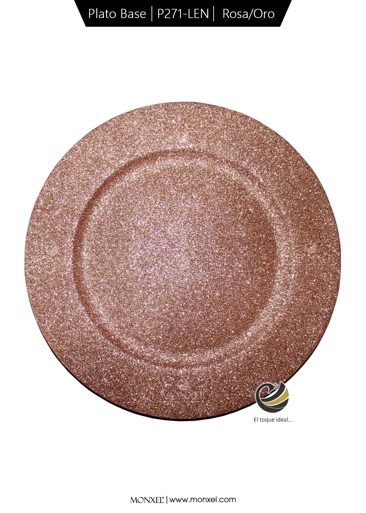 Plato Base P271-LEN Rosa Oro 33 cm. (Polipropileno)