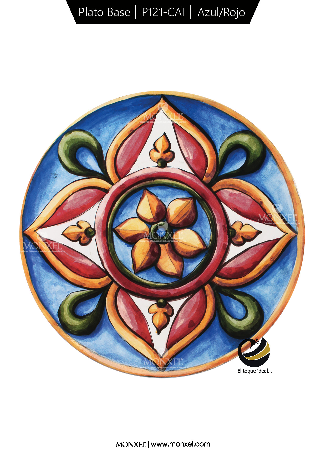 Plato Base P121-CAI Azul Rojo 33 cm. (Polipropileno)