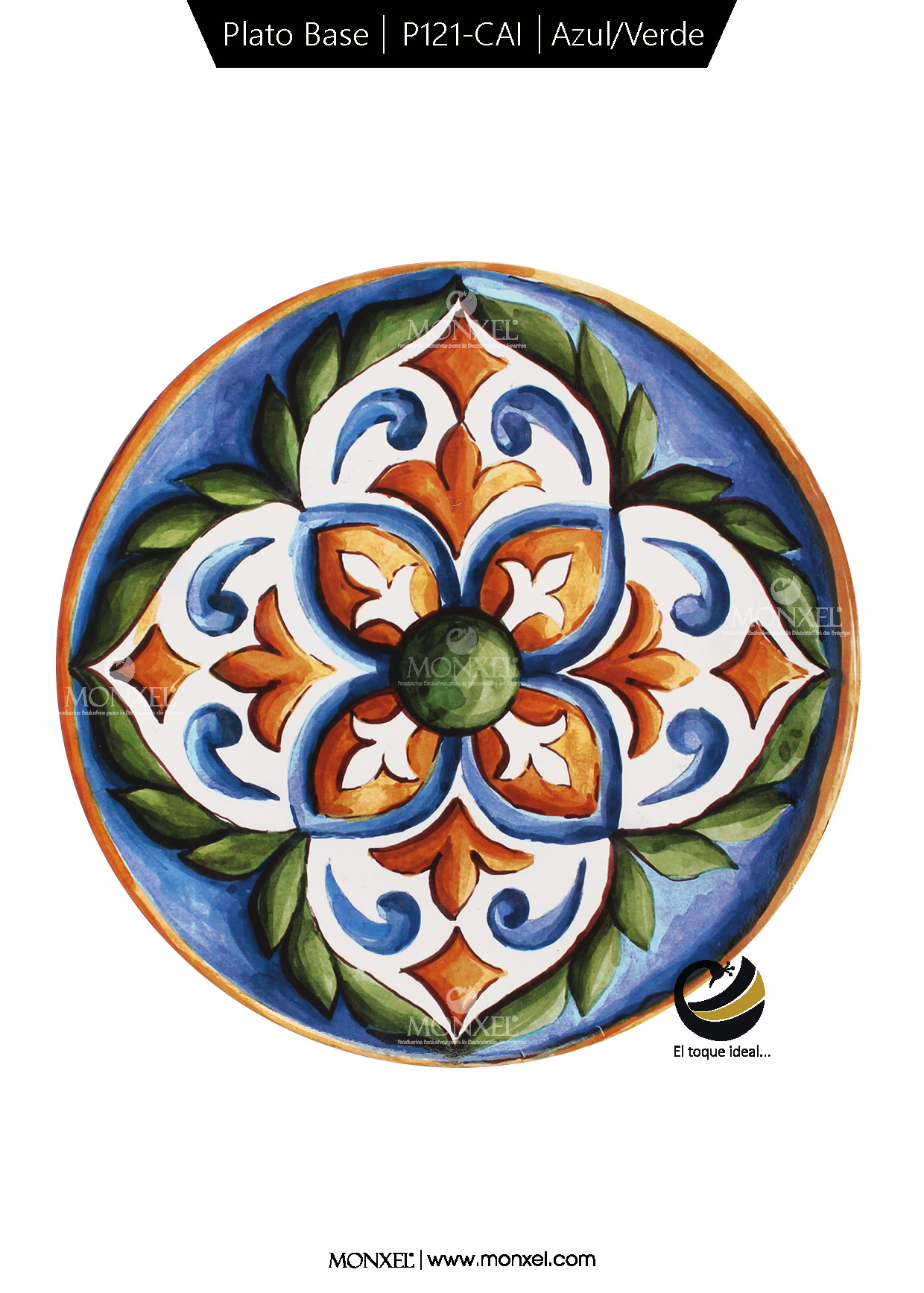 Plato Base P121-CAI Azul Verde 33 cm. (Polipropileno)