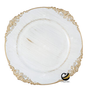 Plato Base P226-LUO Blanco/Oro Vintage 33 cm. (Polipropileno)