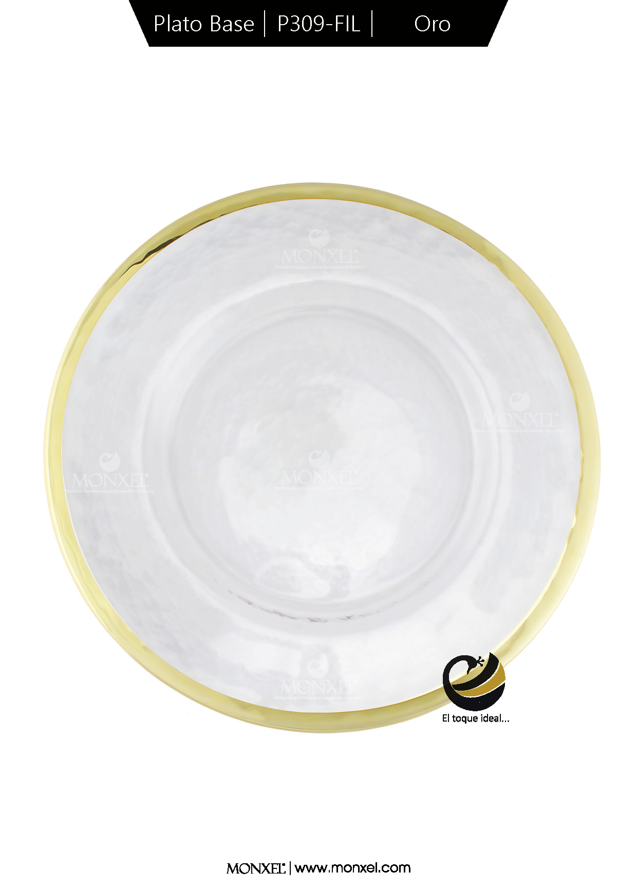 Plato Base P309-FIL Oro 33cm (Cristal)