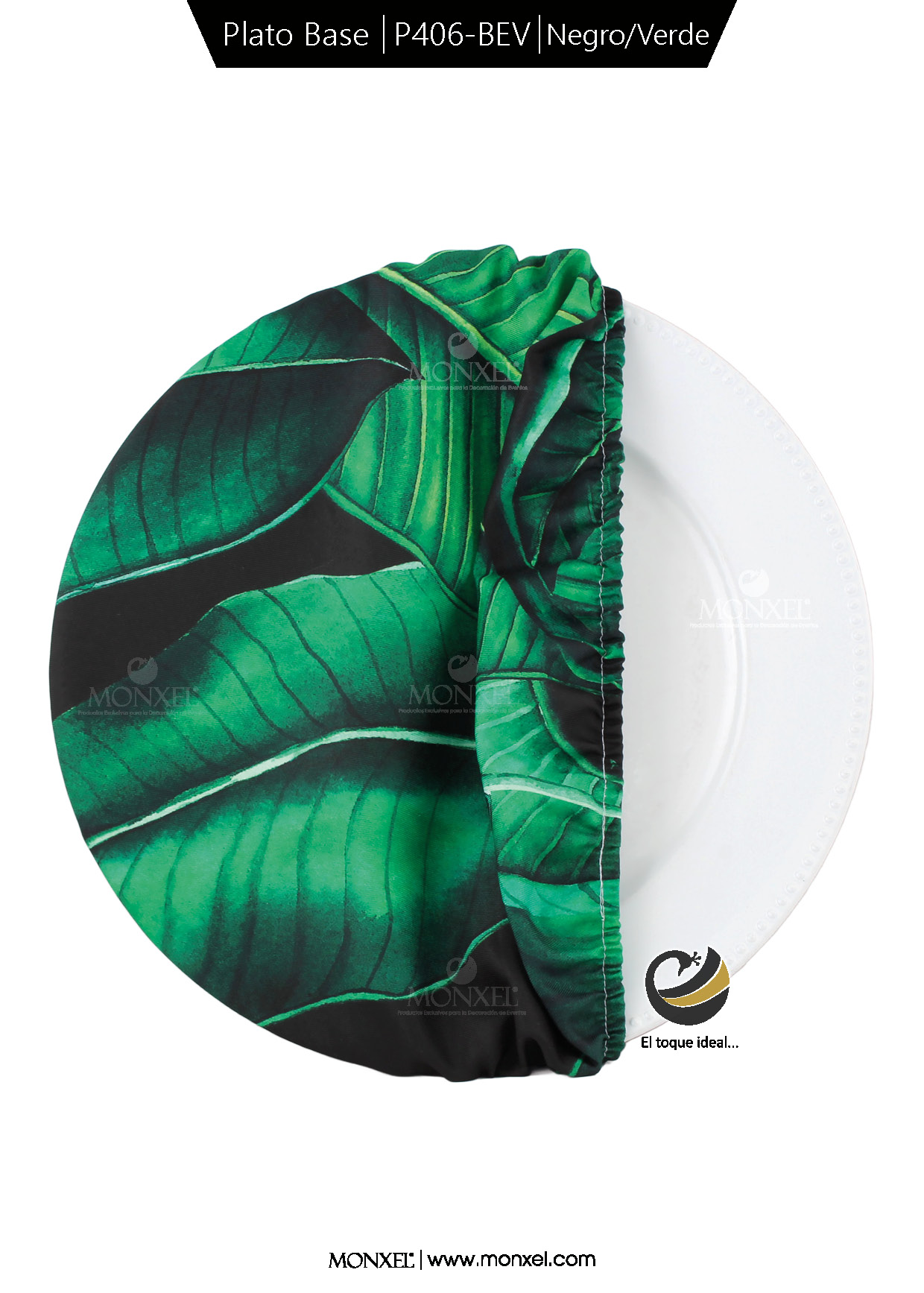 Funda Plato Base P406-BEV Negro/Verde 40 cm. (Textil)
