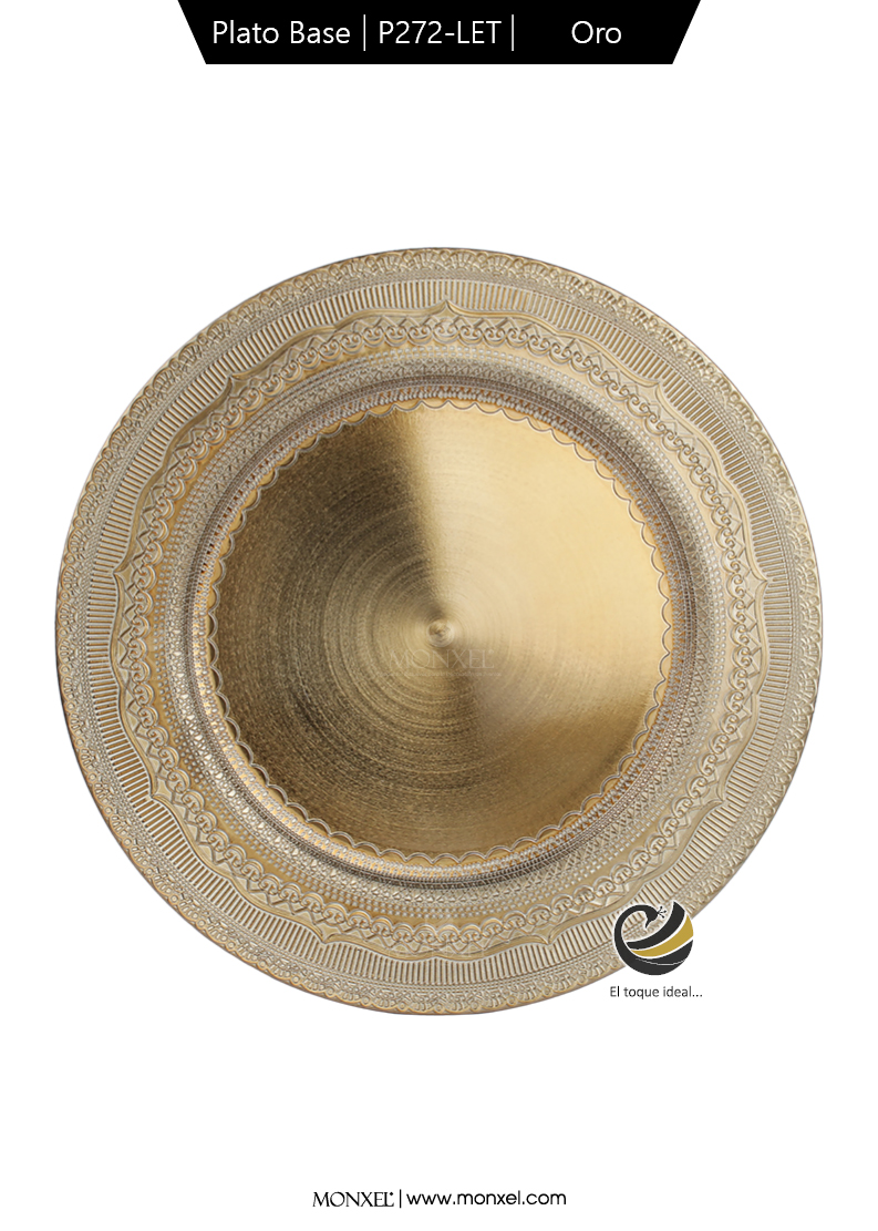 Plato Base P272-LET Oro 33 cm. (Polipropileno)