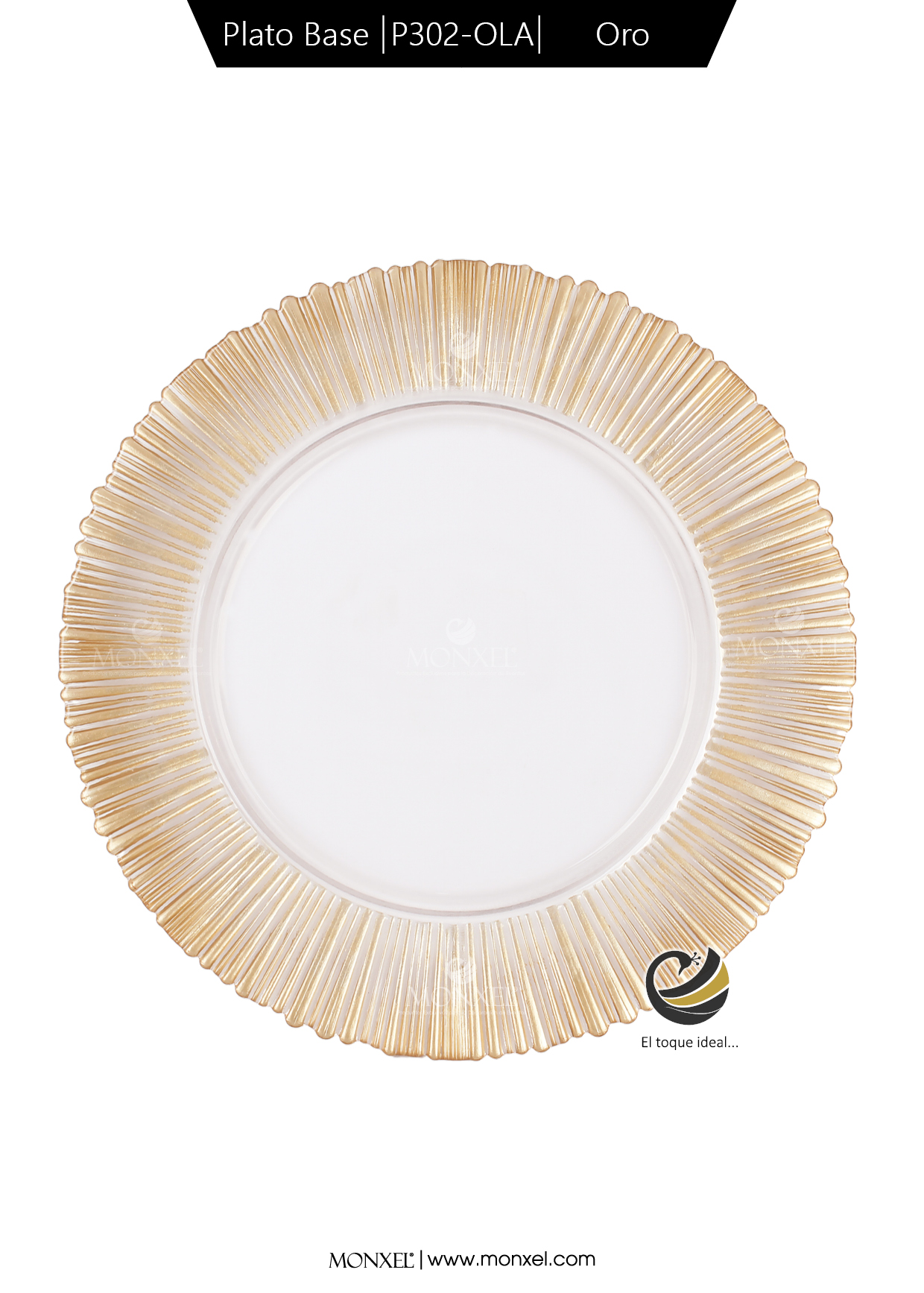 Plato Base P302-OLA Oro 33cm (Cristal)
