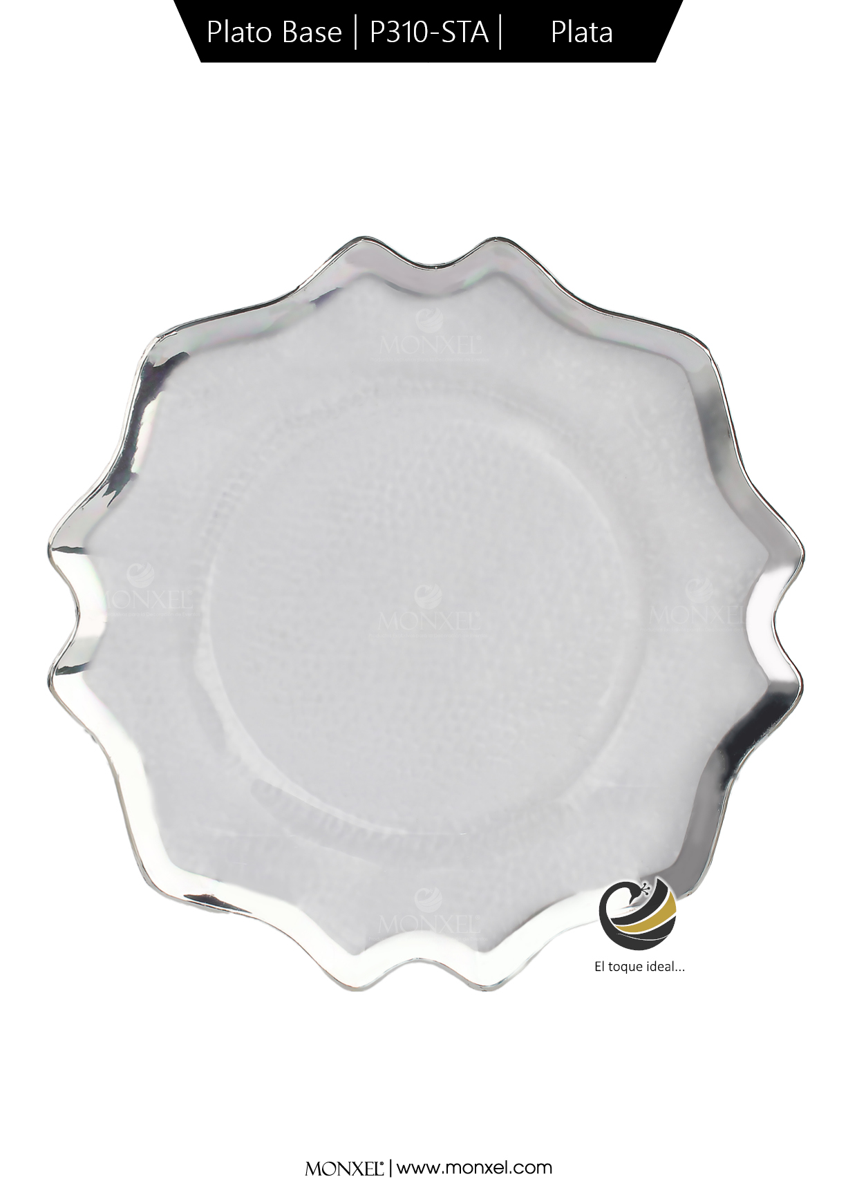 Plato Base P310-STA Plata 33 cm. (Acrílico)