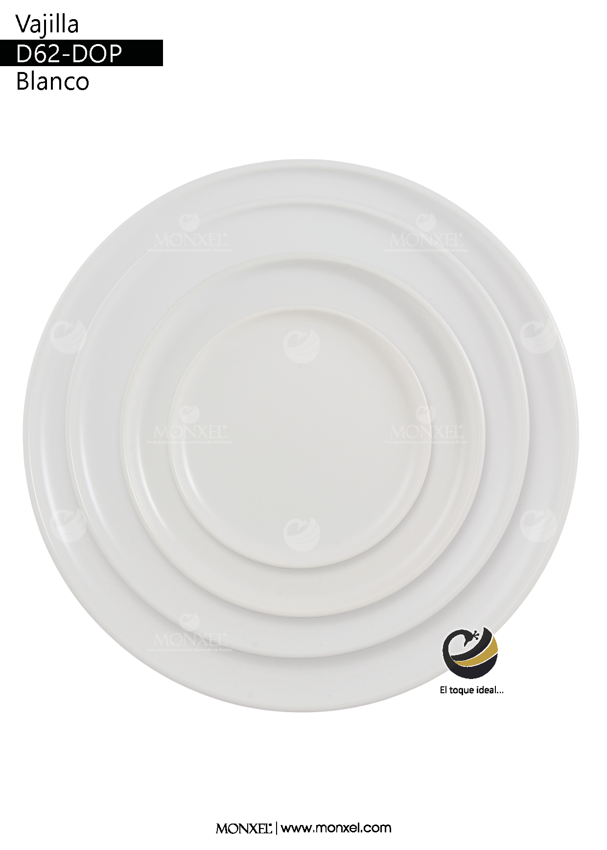 Vajilla D62-DOP Blanco (Porcelana)