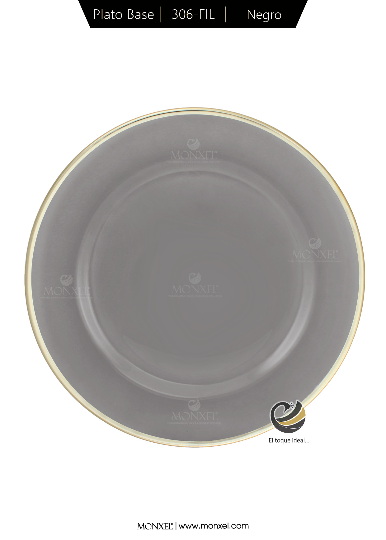 Plato Base P306-FIL Negro 33cm (Cristal)