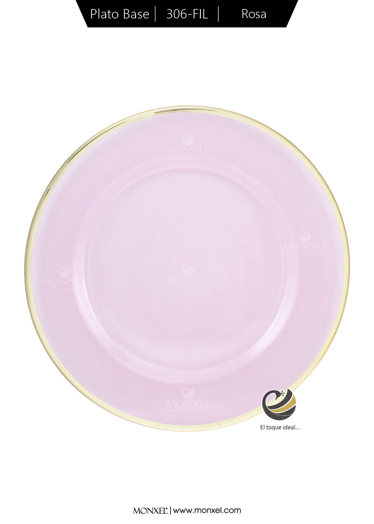 Plato Base P306-FIL Rosa 33cm (Cristal)