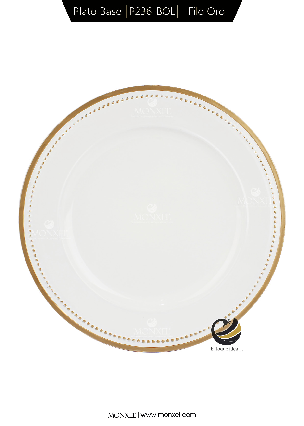 Plato Base P236-BOL Filo Oro 33 cm. (Polipropileno)