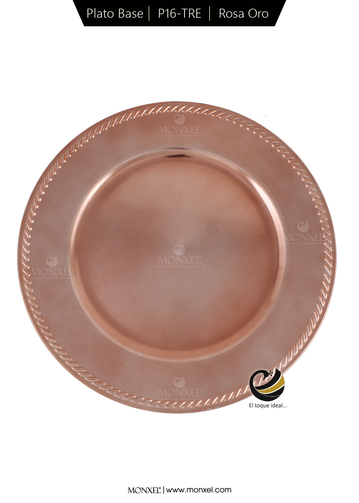 Plato Base P16-TRE Rosa Oro 33 cm. (Polipropileno)