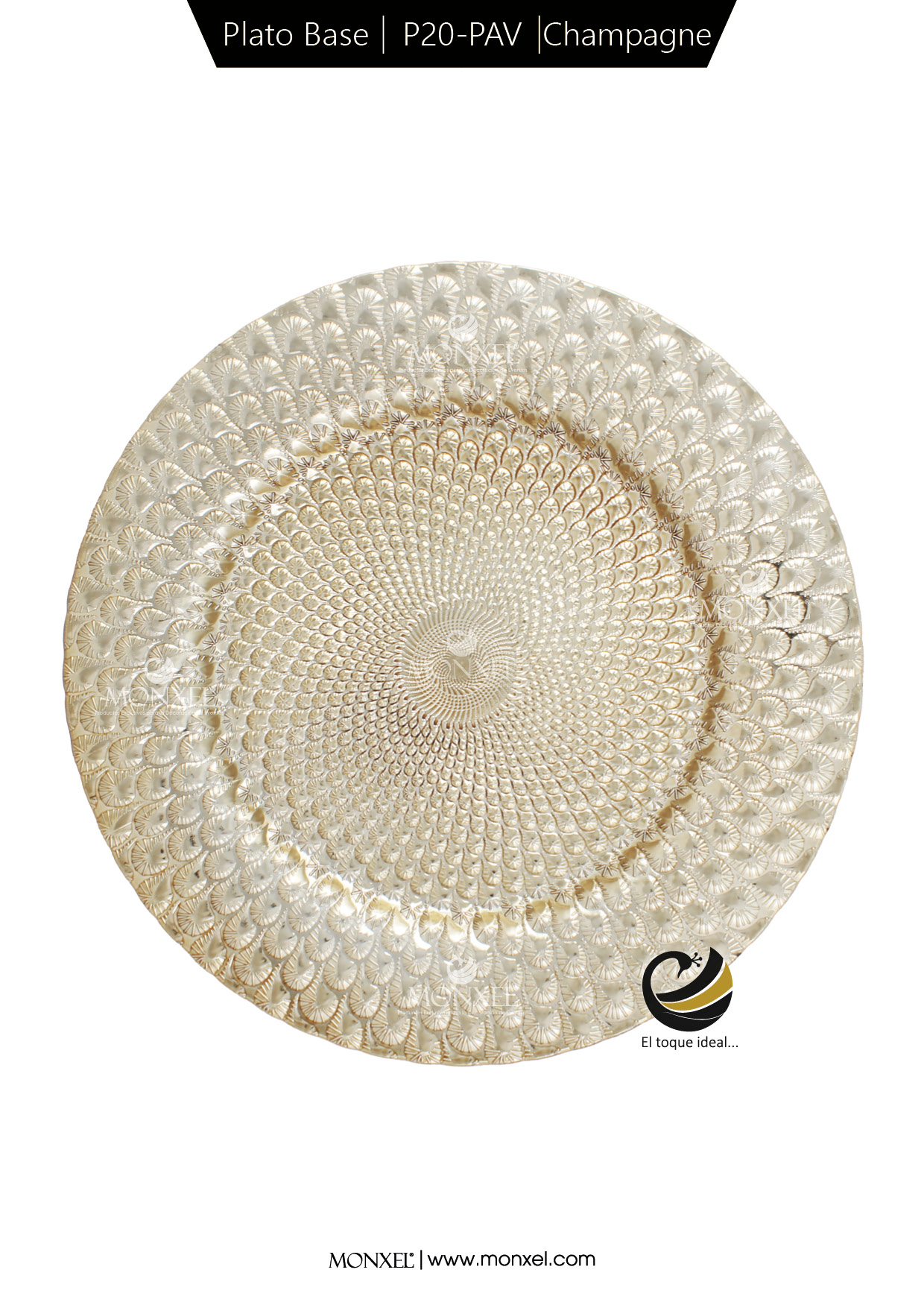 Plato Base P20-PAV Champagne 33 cm. (Polipropileno)