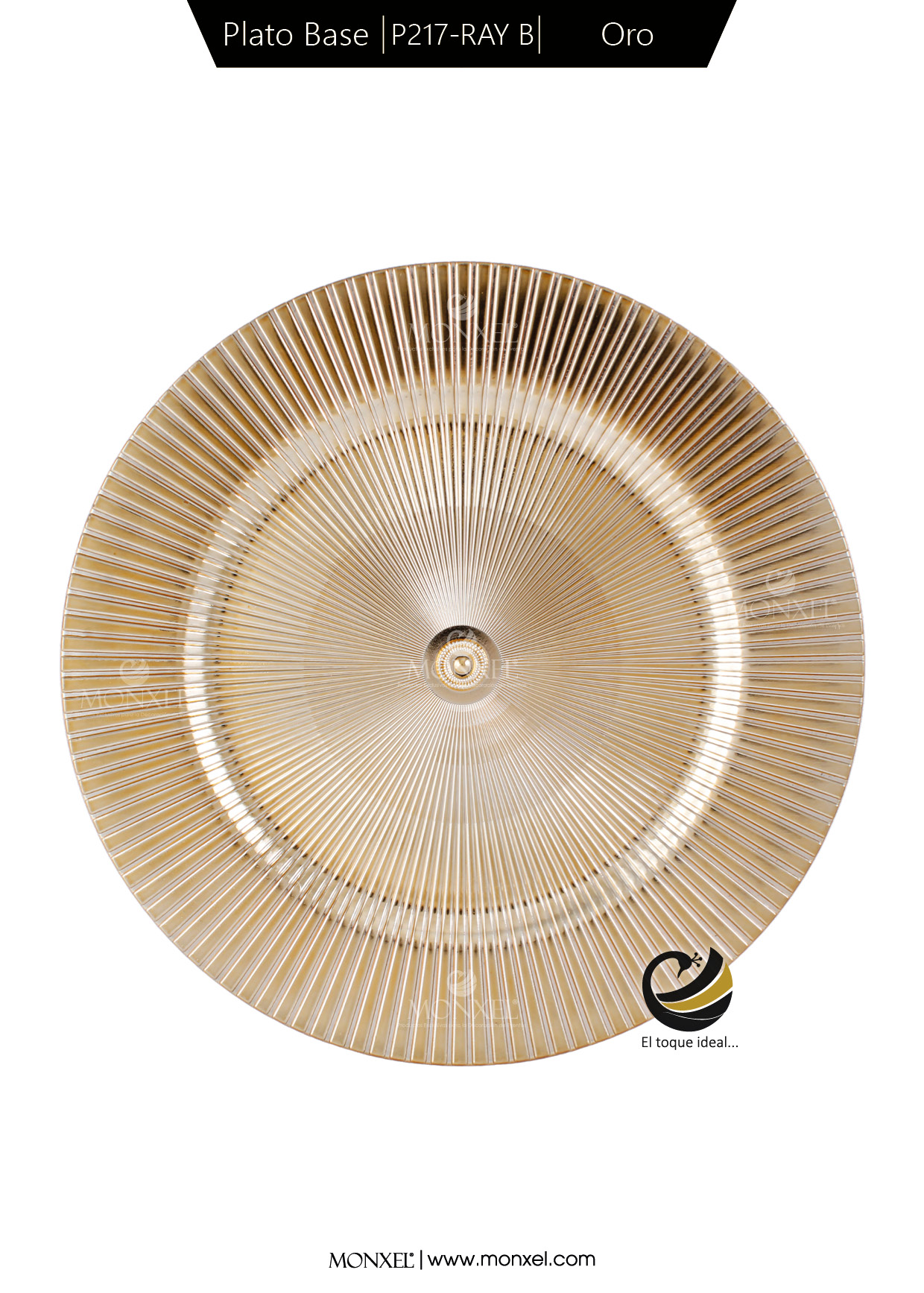 Plato Base P217-RAY B Oro 33 cm. (Polipropileno)
