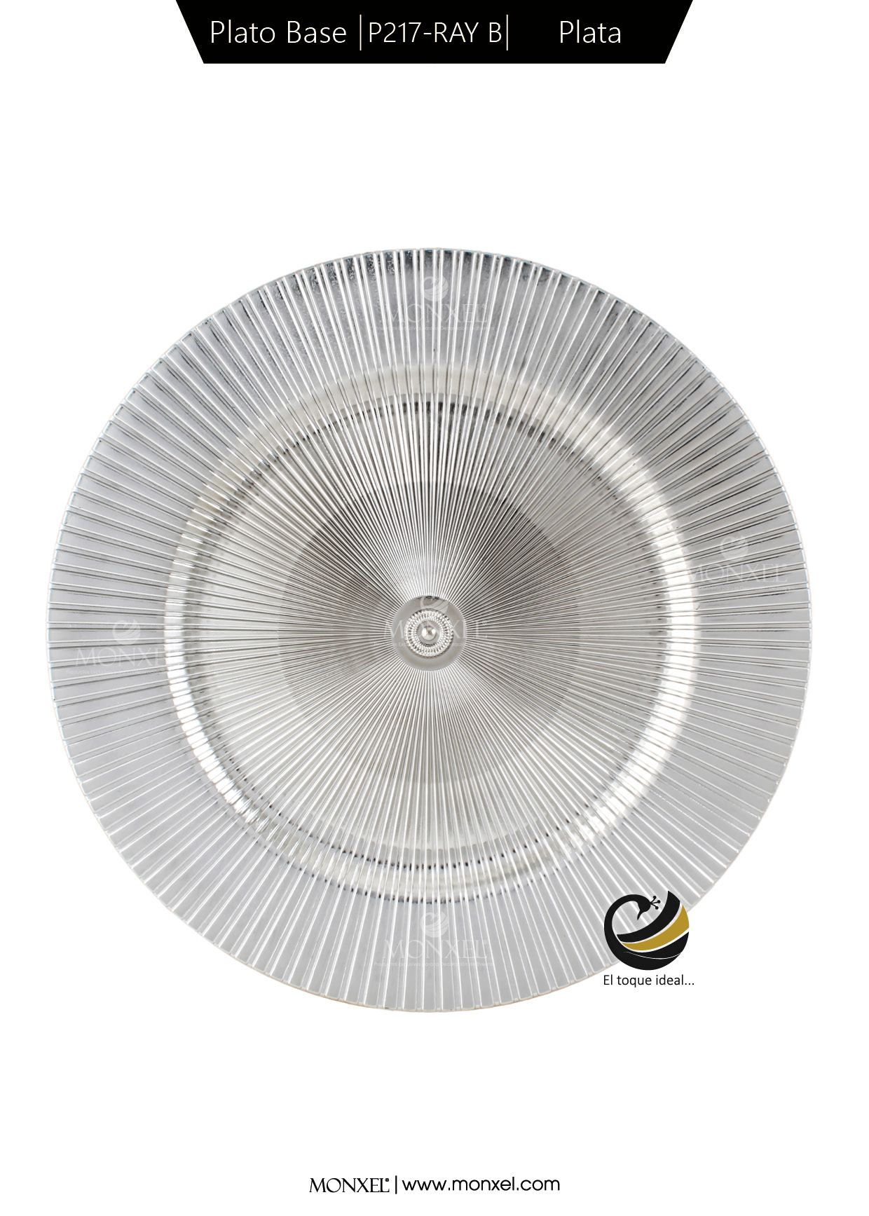 Plato Base P217-RAY B Plata 33 cm. (Polipropileno)