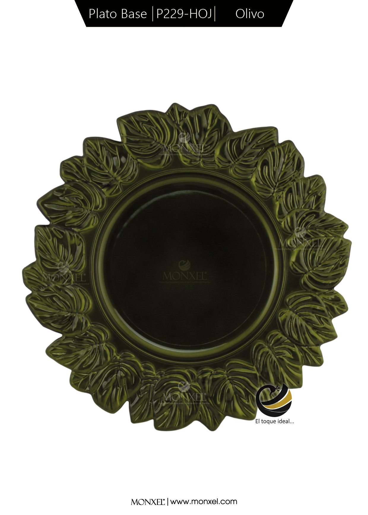 Plato Base P229-HOJ Olivo 35 cm. (Polipropileno)