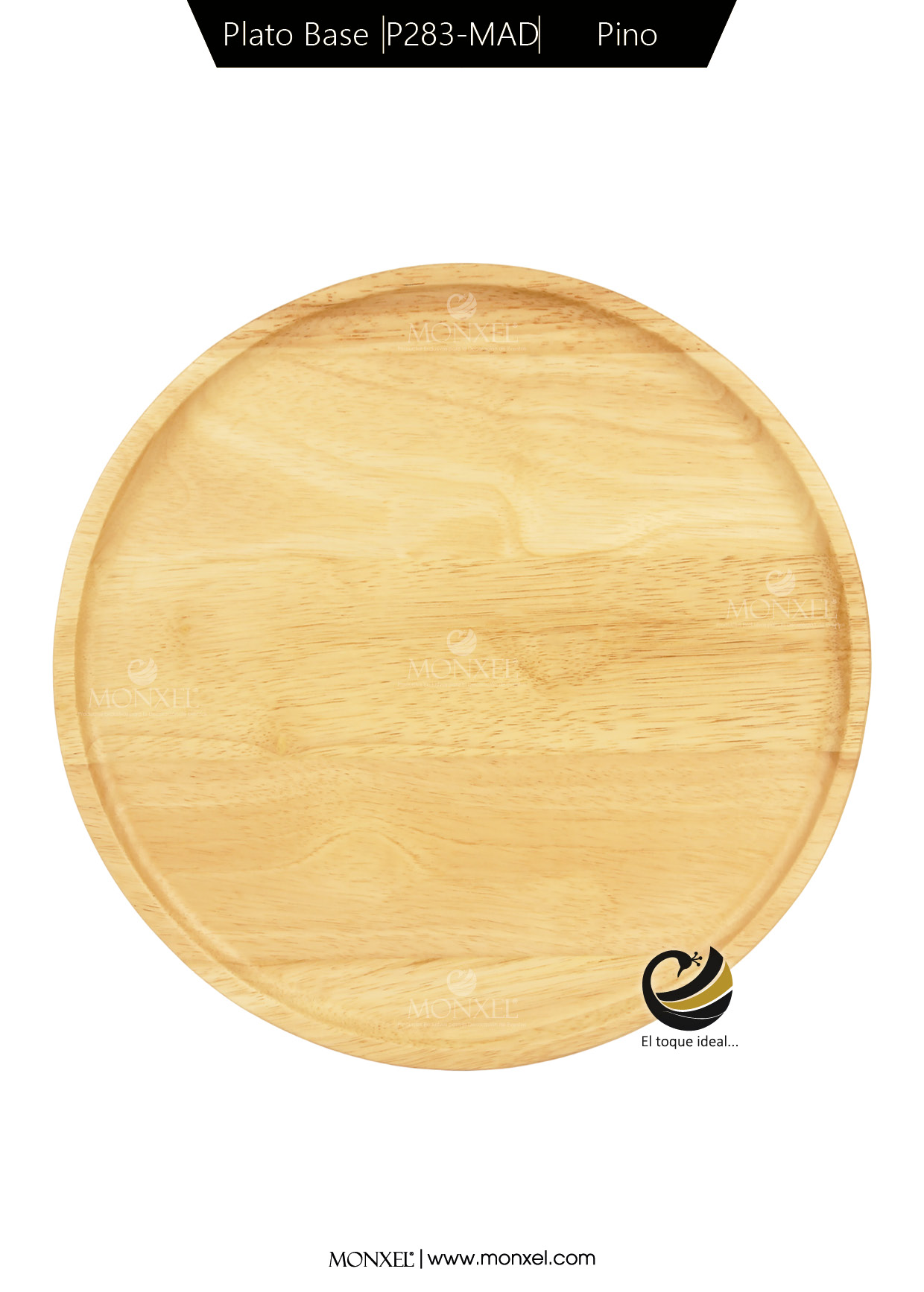 Plato Base P283-MAD Pino 33 cm. (Madera Acacia)