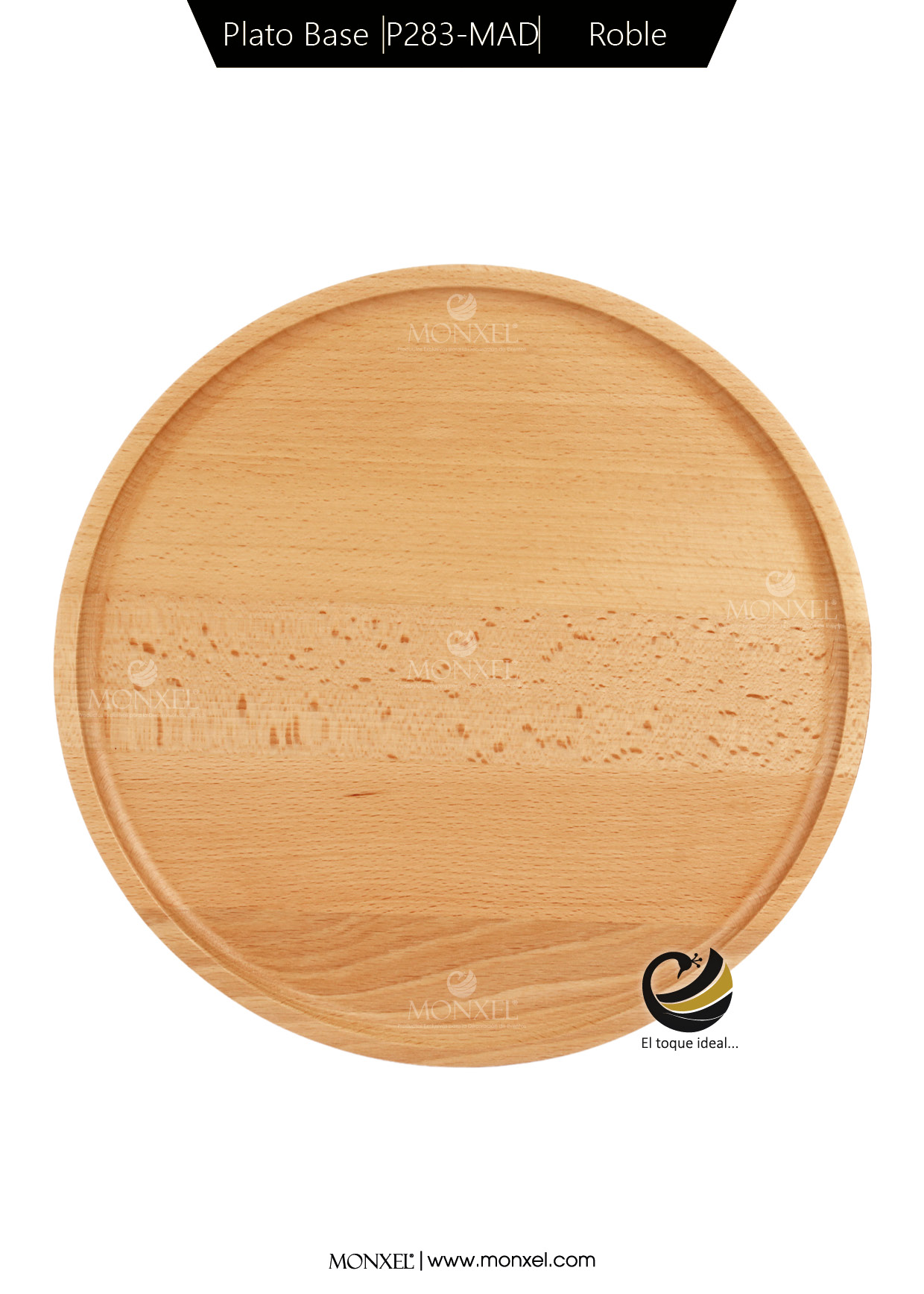 Plato Base P283-MAD Roble 33 cm. (Madera Acacia)