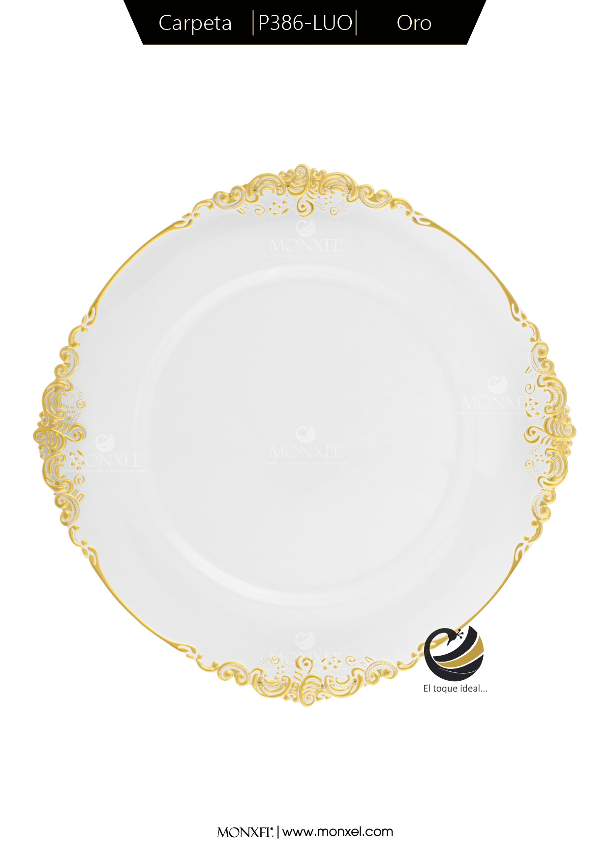Plato Base P386-LUO Oro 36 cm. (Acrílico)