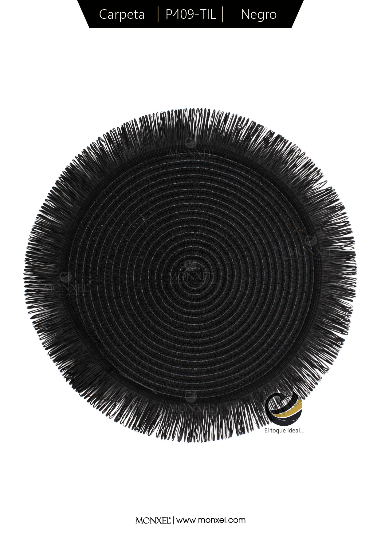 Plato Base P409-TIL Negro 35 cm. (Papel Tejido)