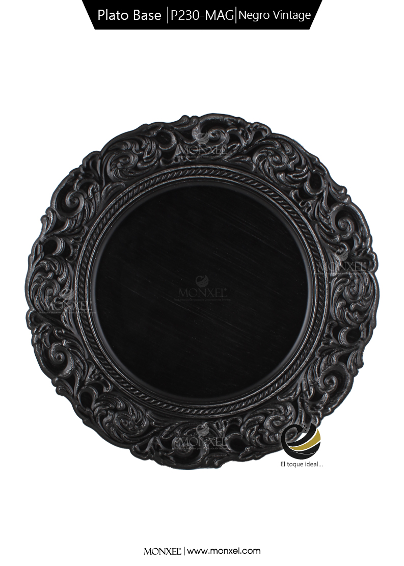 Plato Base P230-MAG Negro Vintage 36 cm. (Polipropileno)