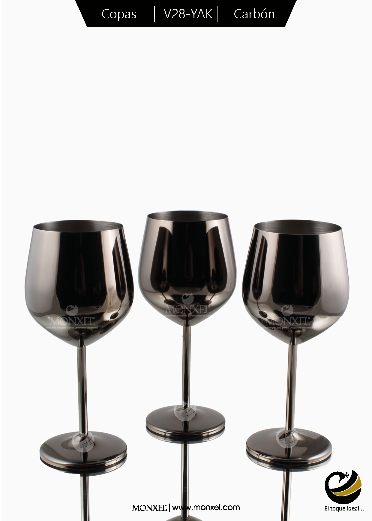 Copas Vino V28-YAK Carbón (Acero Inoxidable)