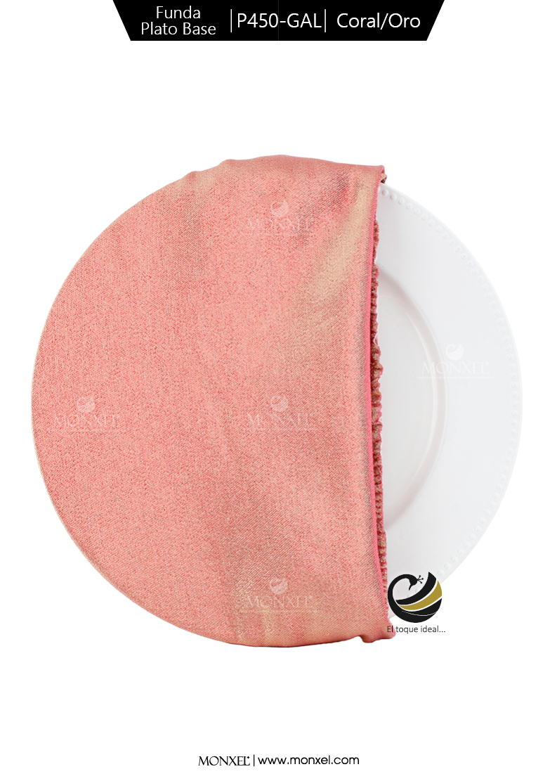 Funda Plato Base P450-GAL Coral/Oro 40 cm. (Textil)