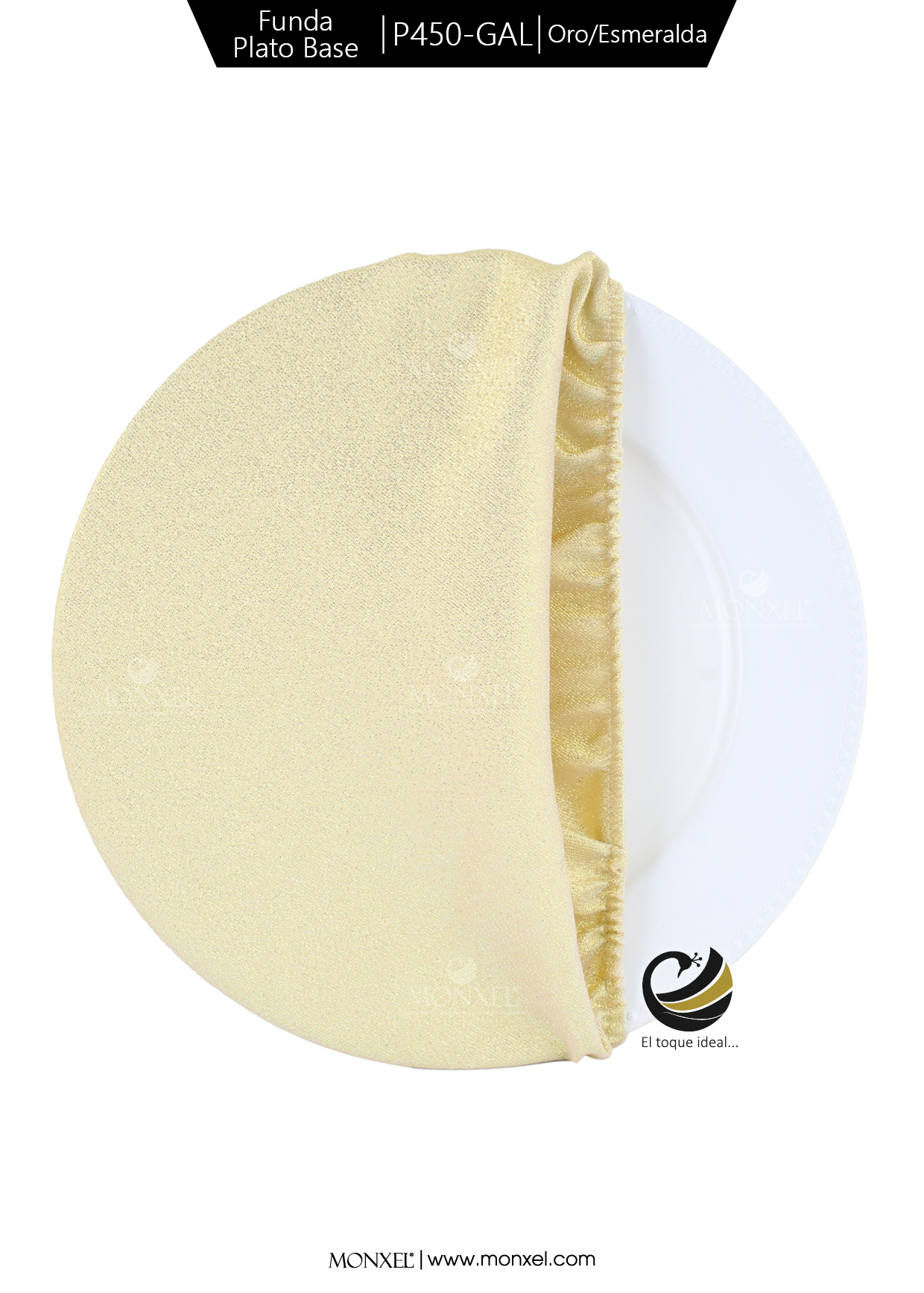 Funda Plato Base P450-GAL Oro/Esmeralda 40 cm. (Textil)