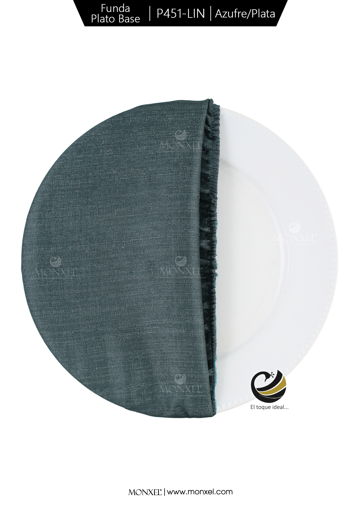 Funda Plato Base P451-LIN Azufre/Plata 40 cm. (Textil)