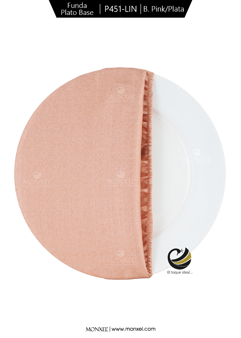 Funda Plato Base P451-LIN Blush Pink/Plata 40 cm. (Textil)