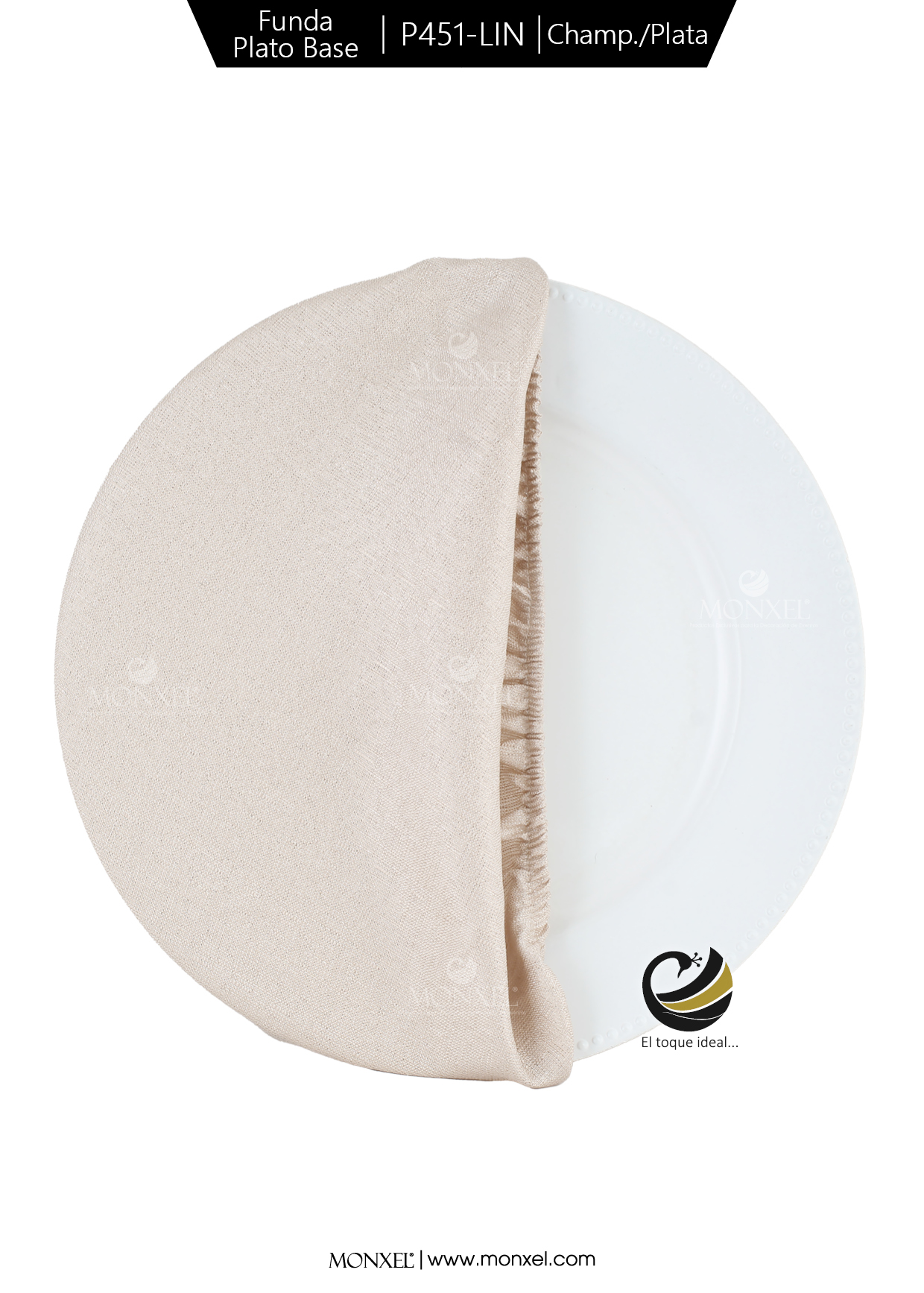 Funda Plato Base P451-LIN Champagne/Plata 40 cm. (Textil)