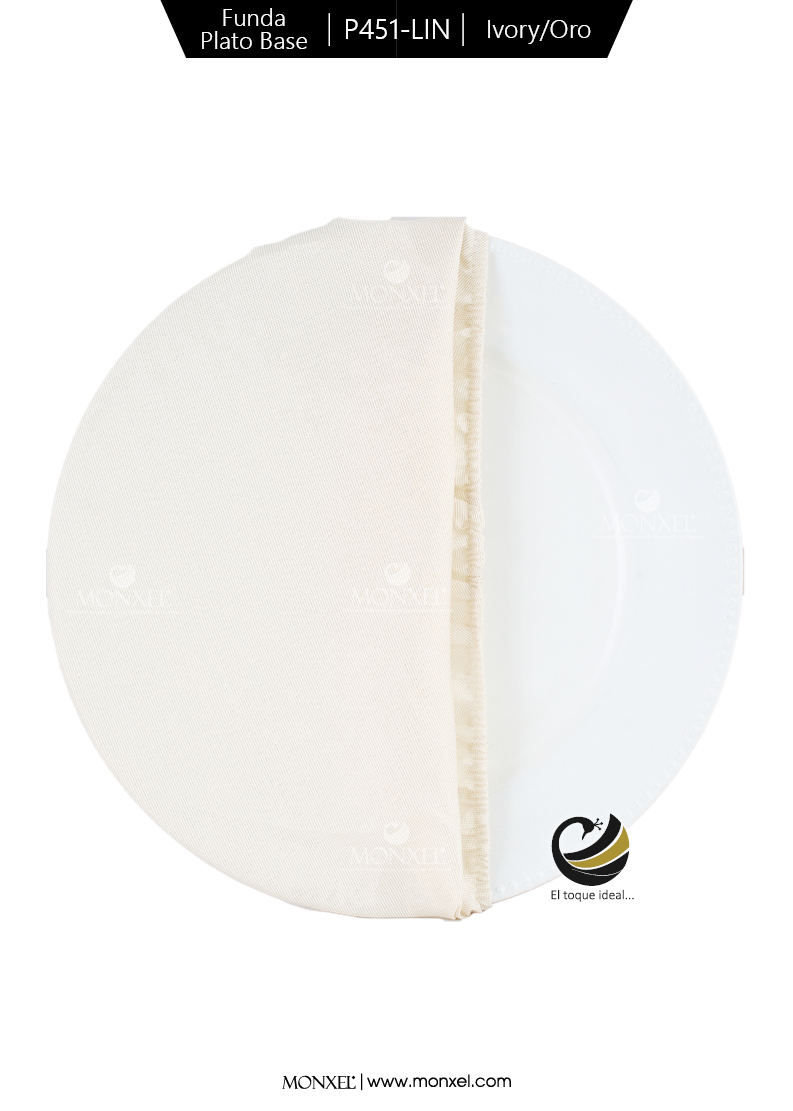 Funda Plato Base P451-LIN Ivory/Oro 40 cm. (Textil)