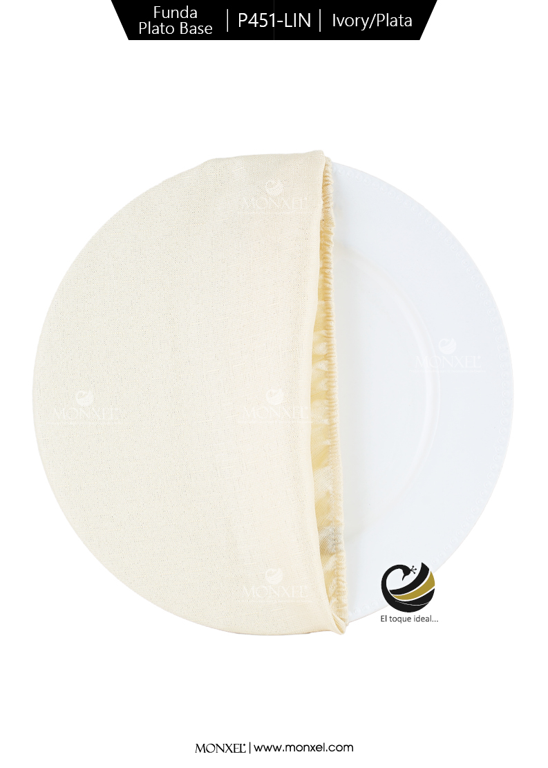 Funda Plato Base P451-LIN Ivory/Plata 40 cm. (Textil)