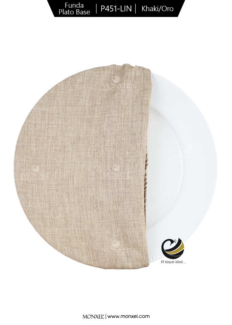 Funda Plato Base P451-LIN Khaki/Oro 40 cm. (Textil)