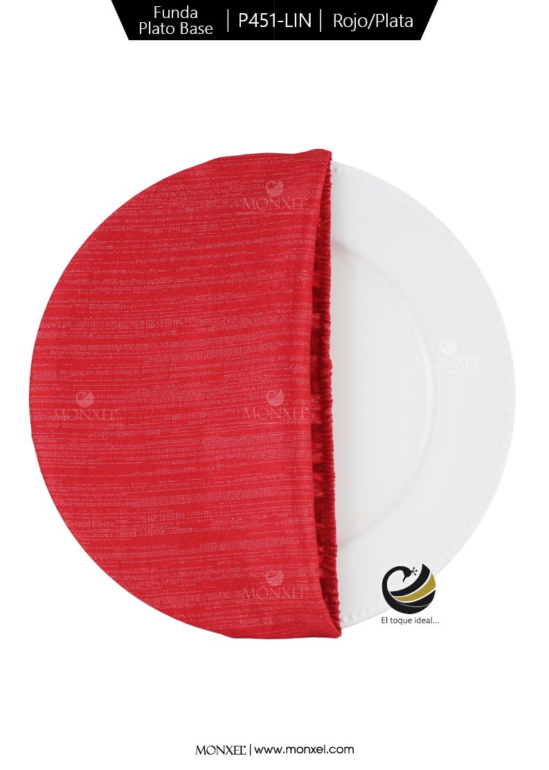 Funda Plato Base P451-LIN Rojo/Plata 40 cm. (Textil)