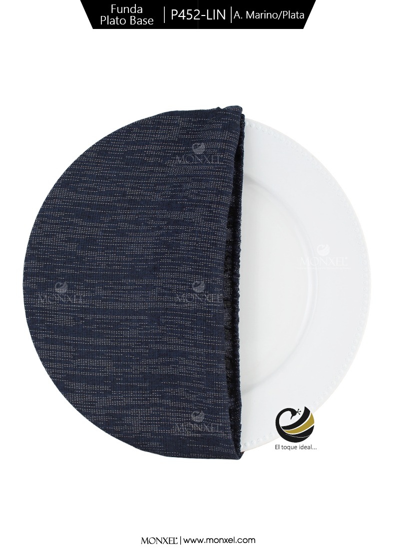 Funda Plato Base P452-LIN Azul Marino/Plata 40 cm. (Textil)